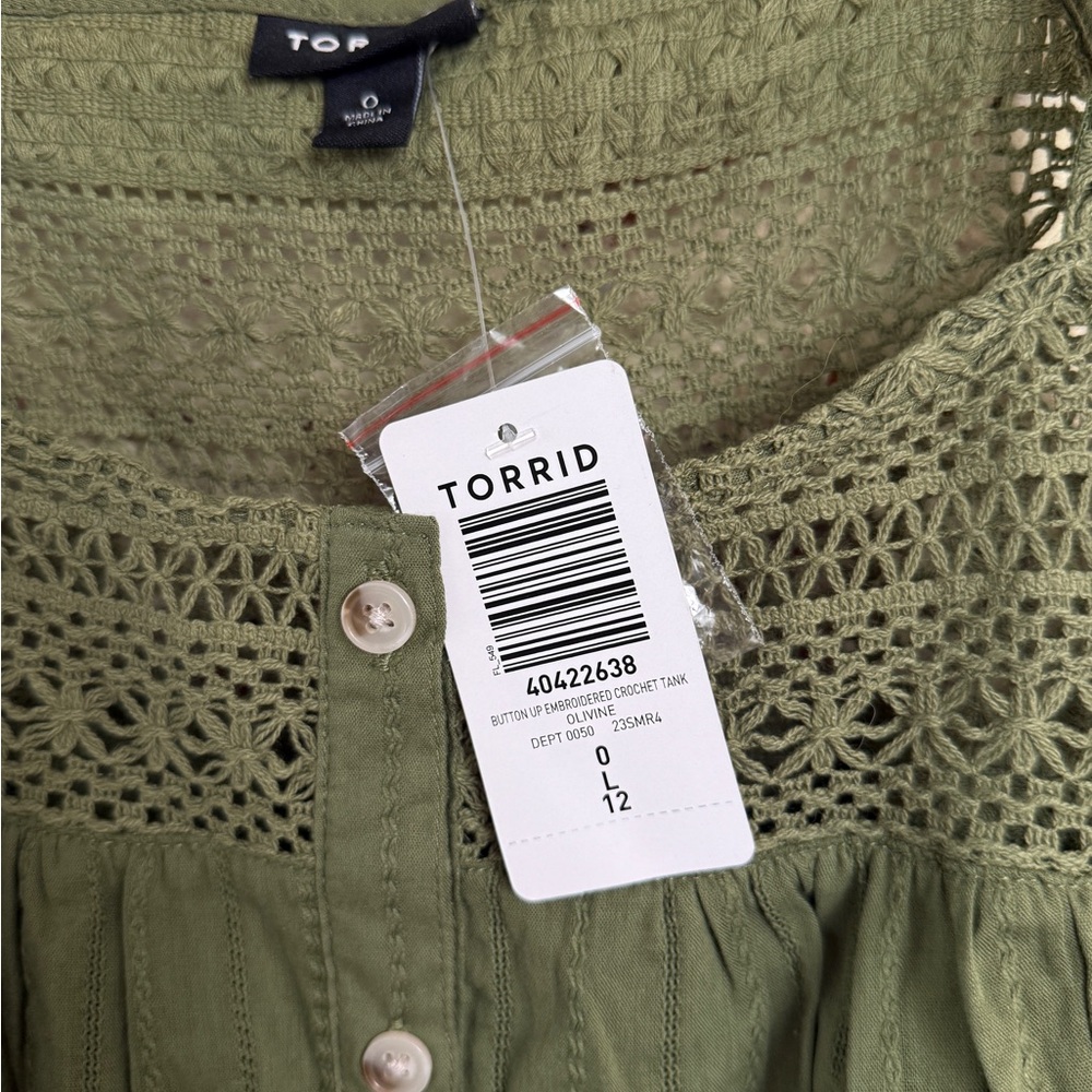 Torrid Olive Green Button-Down Blouse - image 2